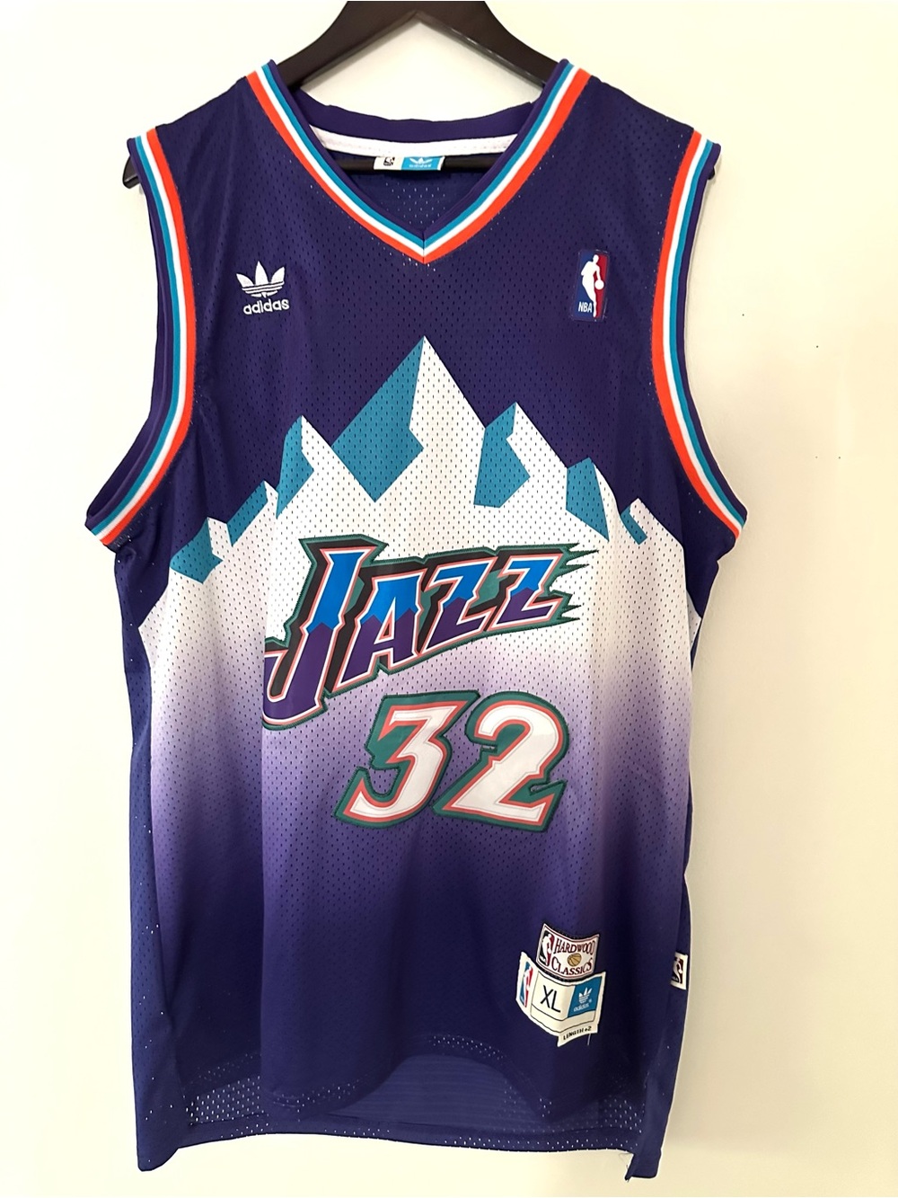 Adidas Karl Malone #32 Utah Jazz Hardwood Classics jersey